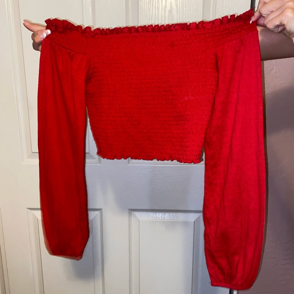 Red long sleeve crop top size S